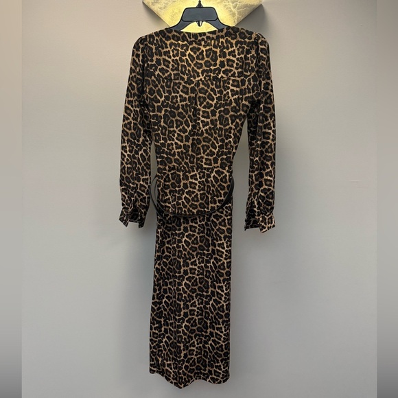 Michael, Michael Kors Leopard Print Long Sleeve V-neck Belted Dress Size XS - Picture 7 of 7